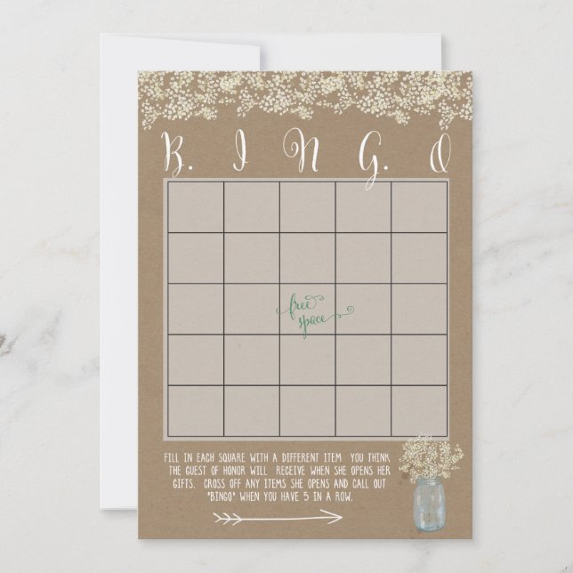 Cartes de Bingo pour Baby Shower au Pot Mason Jar  (Devant)