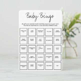 Cartes de Bingo pour Baby Shower, Baby Bin unique