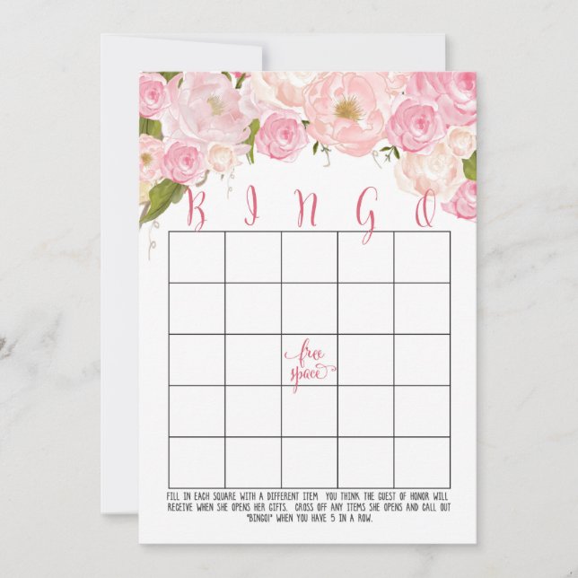 Cartes de Bingo pour Baby Shower Floral (Devant)