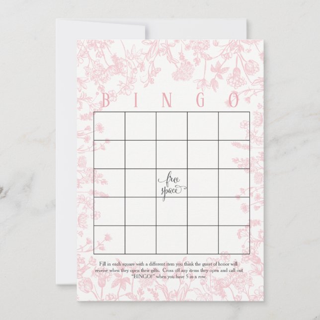 Cartes de bingo pour la douche de mariée aux fleur (Devant)