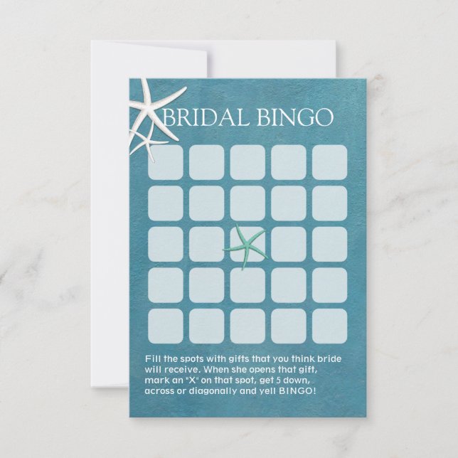 Cartes de Bingo pour la Fête de Mariage de Plage É (Devant)