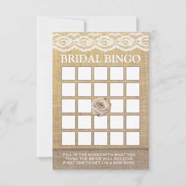 Cartes de Bingo pour la Mariée Thème Rose et Burla (Devant)