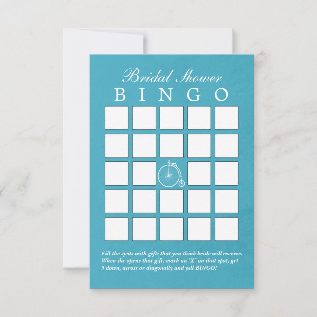 Cartes de bingo pour une douche de mariage à vélo  (Devant)