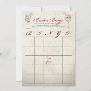 Cartes de Bingo pour une Douche de Mariée au Vin