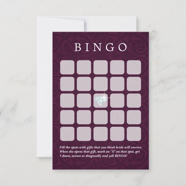 Cartes de Bingo Violet Mariage damassé/Fête des ma (Devant)
