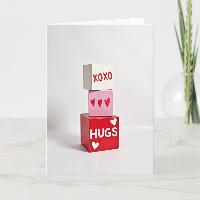 Cartes de blocs de calins coeurs rouges (Devant)