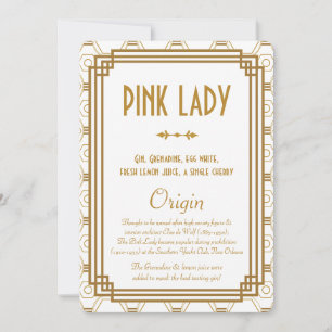 Cartes de Boisson de Mariage Art Déco Blanc