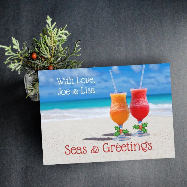 Cartes de Boissons de Noël Tropicales dans le Sabl (Créateur téléchargé)