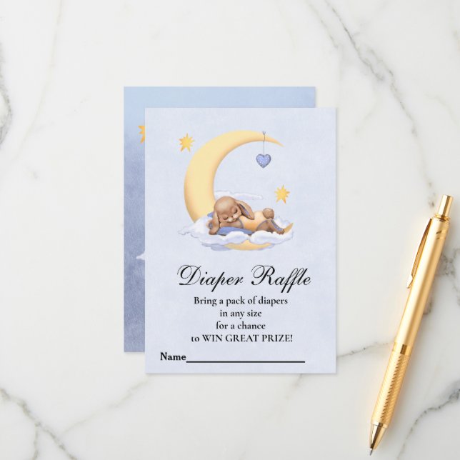 Cartes de boîtier Baby shower Déchets Raffle. (Devant/Arrière en situation)