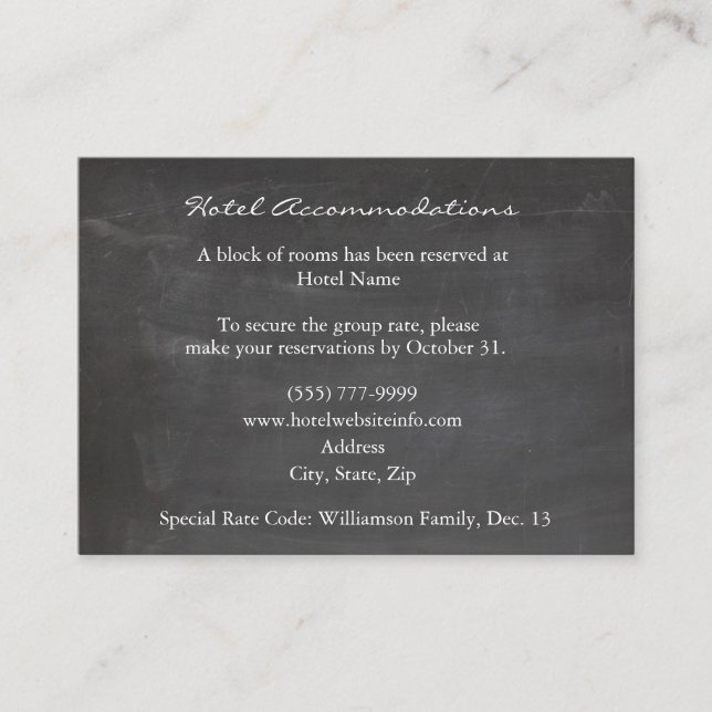 Cartes de boîtier de l'hôtel Chalkboard Dove vinta (Devant)