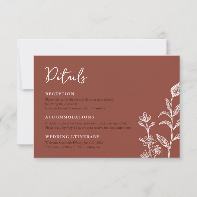 Cartes de boîtier de mariage à fleurs chic boho ru (Devant)
