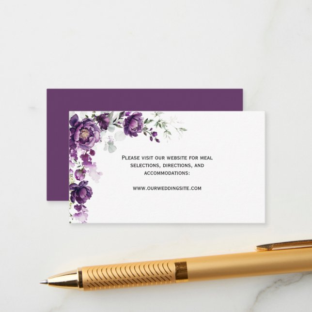 Cartes de boîtier florales pour pivoines violettes (Devant/Arrière en situation)