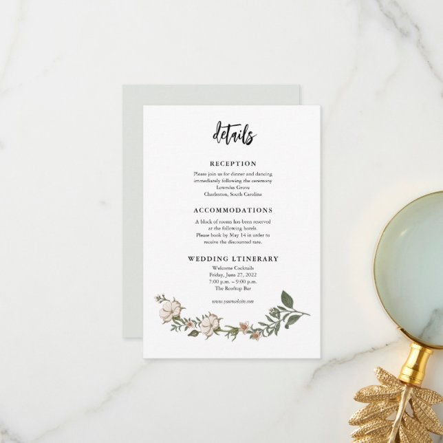 Cartes de boîtier Mariage à fleurs intemporelles s (Devant/Arrière en situation)