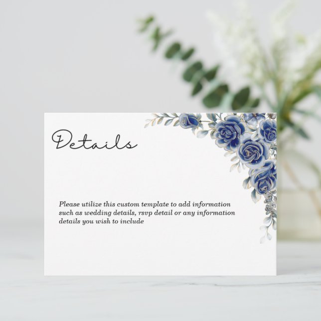 Cartes de boîtier Mariage bleu élégant (Debout devant)