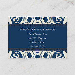 Cartes de boîtier mariage damassé bleu