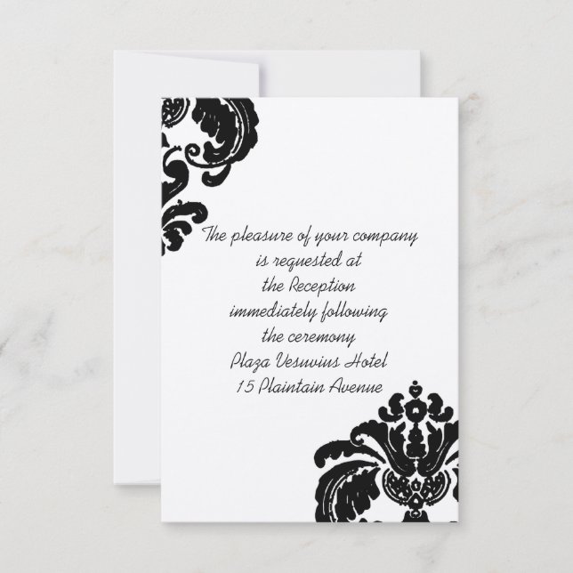Cartes de boîtier Mariage damassé vintage Black (Devant)