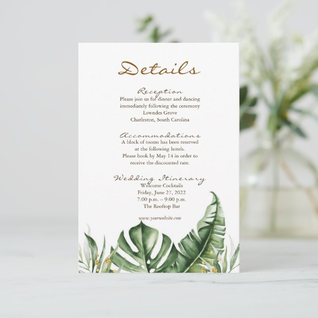 Cartes de boîtier Mariage écolo feuille budget (Debout devant)