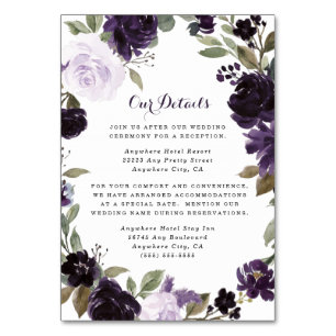 Cartes de boîtier Mariage Floral Purple Or Élégant