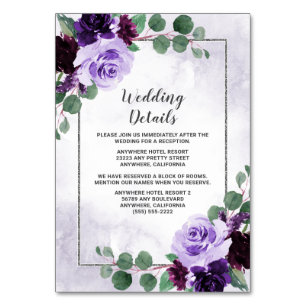 Cartes de boîtier Mariage florales violet et argen