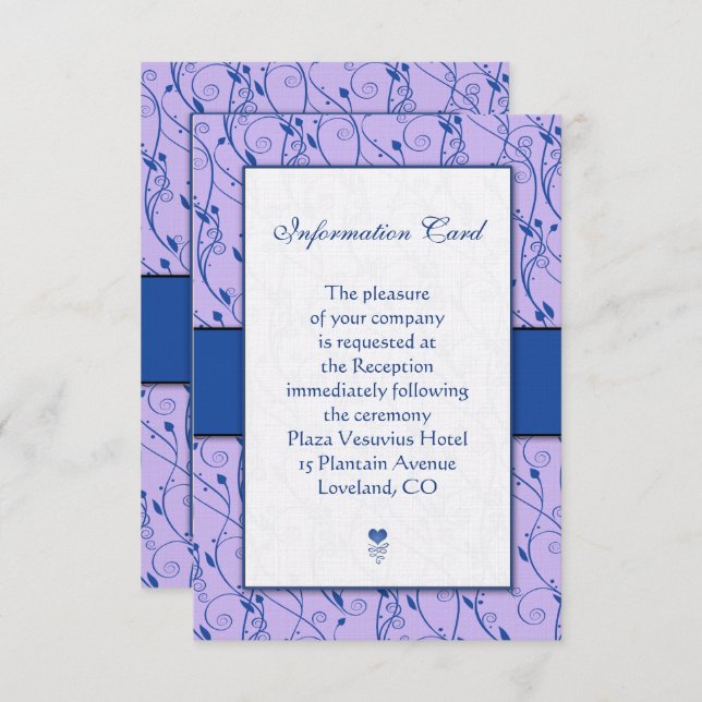 Cartes de boîtier Mariage Monogram Royal Blue Lila (Devant / Derrière)