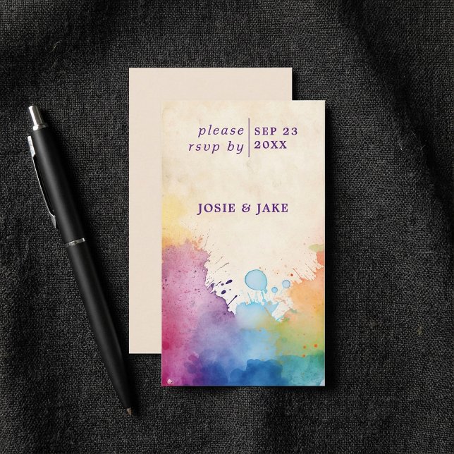 Cartes de boîtier RSVP (Bright paint splashes RSVP Enclosure Card.)