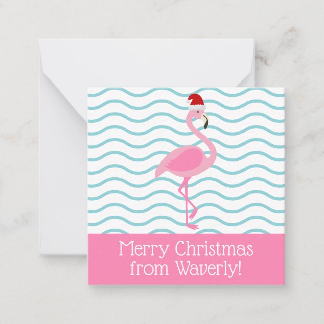 Cartes de cadeau de Noël Santa Pink Flamingo (Devant)