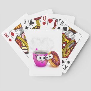Cartes de café chaud et de jeu de beignet