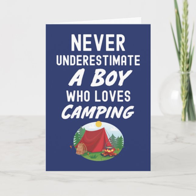 Cartes de camping bleu marine mignonnes pour bébés (Devant)