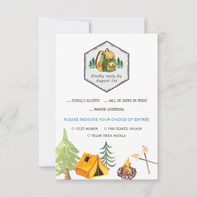 Cartes de camping et icônes RSVP avec choix de rep (Devant)