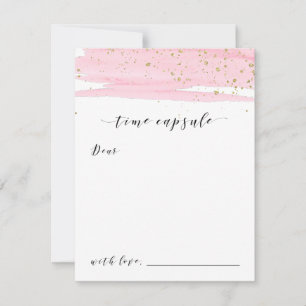 Cartes de capsule à temps Aquarelle rose et or éti