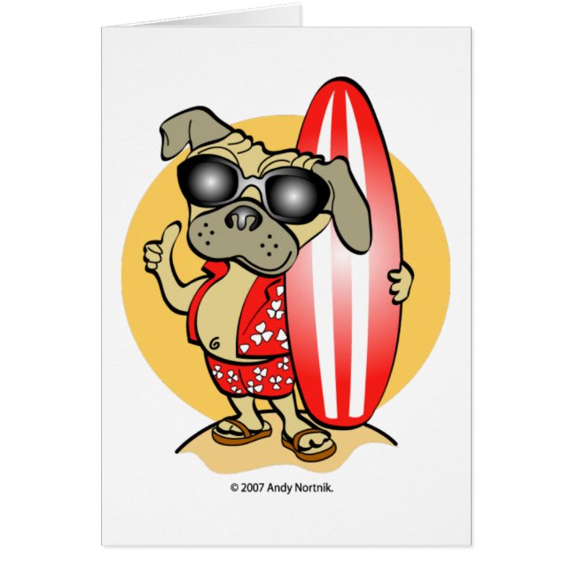 Cartes de Carlin Surfin de style rétro (Devant)