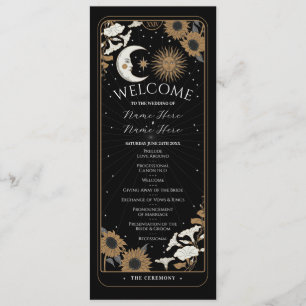 Cartes de cérémonie de mariage Tarot Menu de bienv