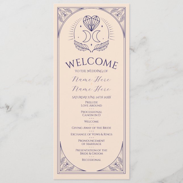 Cartes de cérémonie de mariage Tarot Programme Éto (Devant)