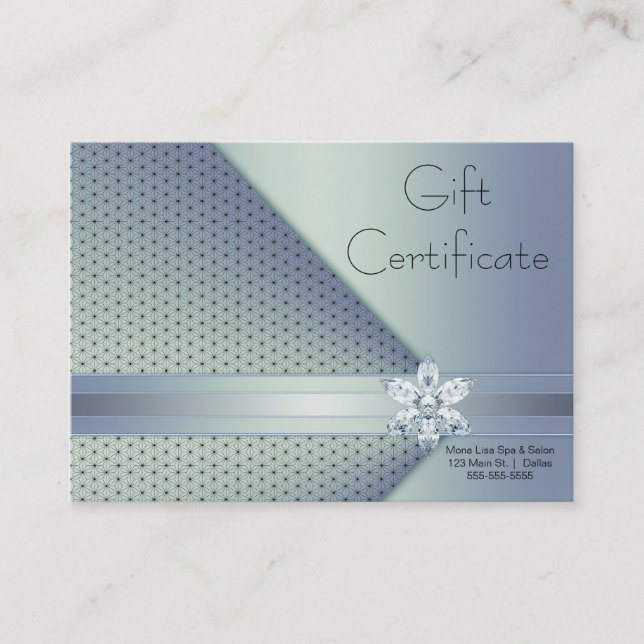 Cartes de Certificat Cadeau Affaires Diamant Bleu (Devant)