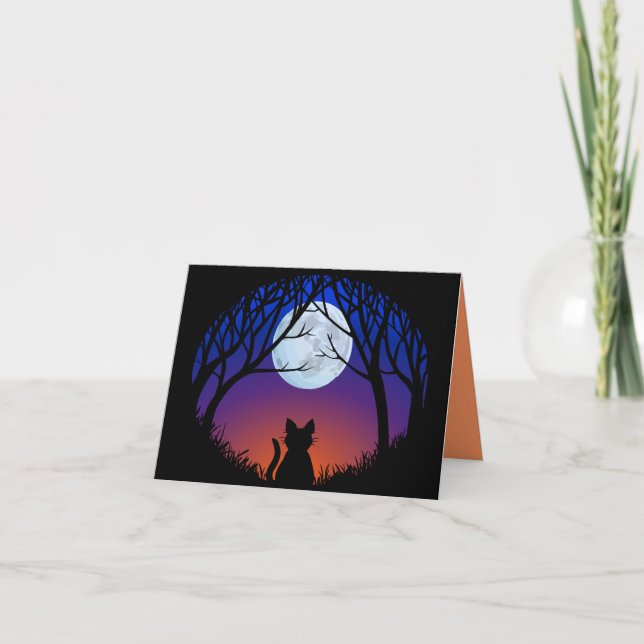 Cartes de chat noir personnalisées Invitations de  (Devant)