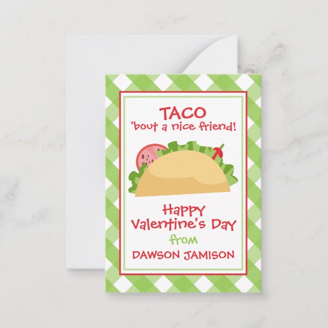 Cartes de classe En vichy Taco Valentine (Devant)