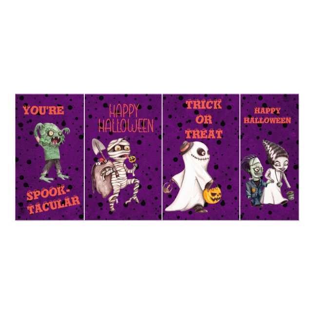Cartes de classe Halloween pour enfants effrayants (Devant)