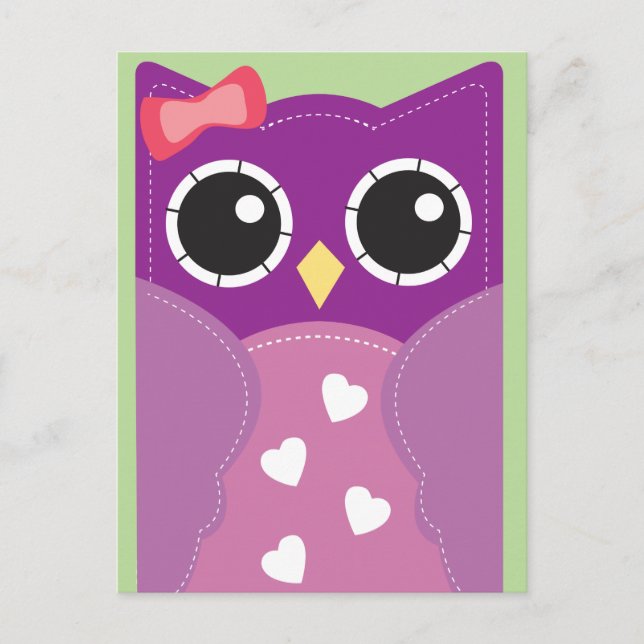Cartes de classe pourpre Valentine Owl pour enfant (Devant)