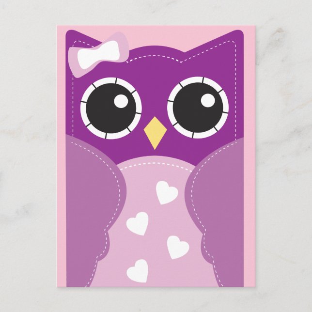 Cartes de classe pourpre Valentine Owl pour enfant (Devant)