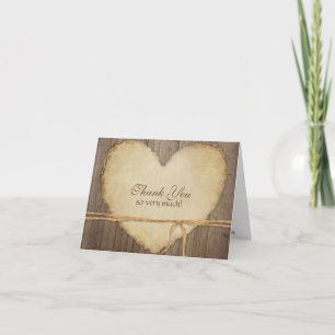 Cartes de clôture en bois rustique Coeur Merci Not