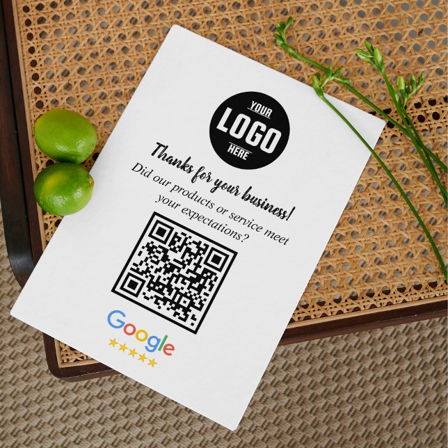 Cartes de code QR de Google Review | Merci à votre (Google Review QR Code Cards | Business Thank You Inserts)