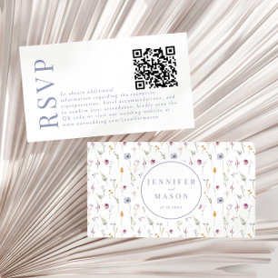 Cartes de code RSVP QR du mariage du fleur sauvage