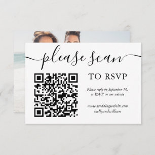 Cartes de code RSVP QR pour mariage photo simple s