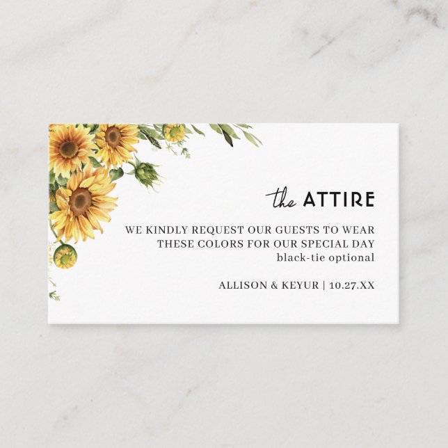 Cartes de code vestimentaire du Mariage de tournes (Devant)