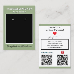 Cartes de codes QR de bijoux vert sauge