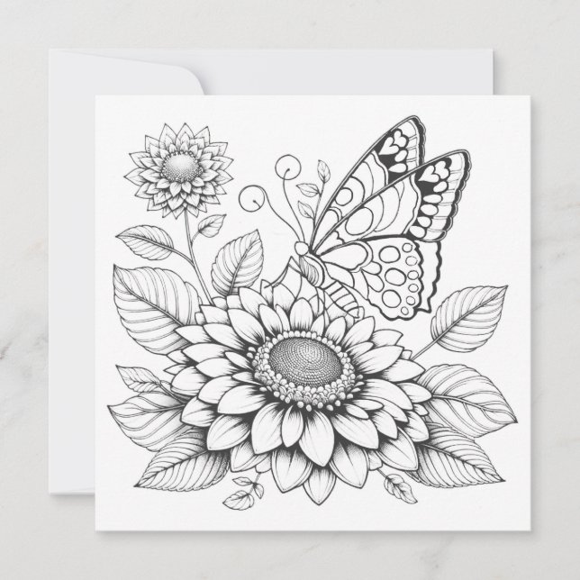 Cartes de coloriage papillon avec Journal (Devant)