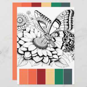 Cartes de coloriage pour adultes papillon et combi