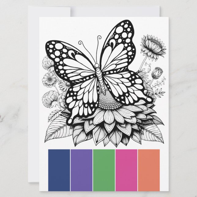 Cartes de coloriage pour adultes Papillon Palette  (Devant)