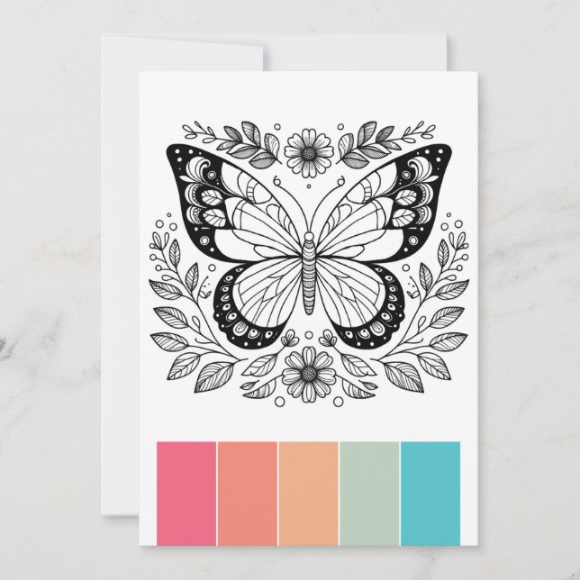 Cartes de coloriage pour papillons portatifs Art T (Devant)