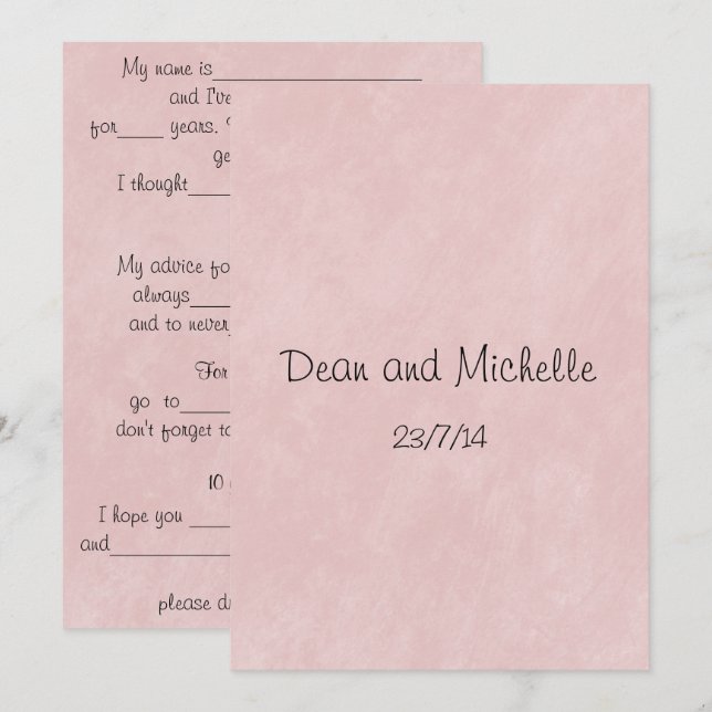 Cartes de Commentaires de Conseils de Mariage Amus (Devant / Derrière)